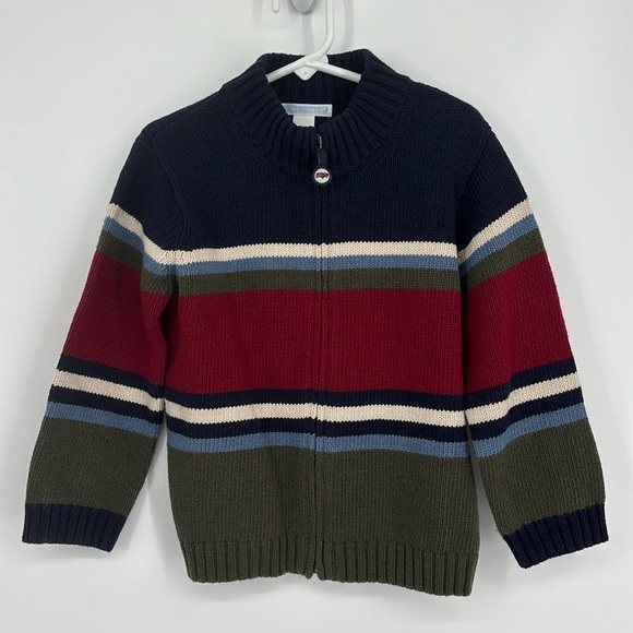 Janie & Jack Striped Wool Blend Full Zip Sweater Kids Size 4T - Picture 1 of 6